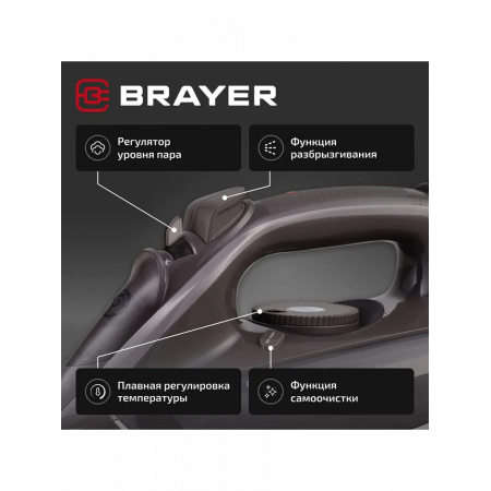Утюг BRAYER 4020BR чёрный с коричневым Утюг BRAYER 4020BR чёрный с коричневым