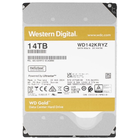 14 ТБ Жесткий диск Western Digital Gold (WD142KRYZ) серебристый
