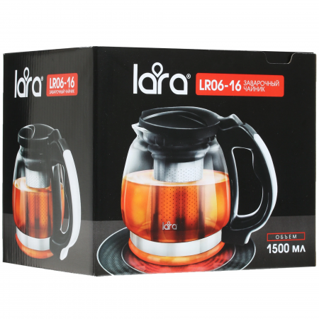 Чайник заварочный с ситечком Lara LR06-16 1.5 л прозрачный Чайник заварочный с ситечком Lara LR06-16 1.5 л прозрачный