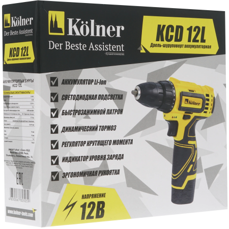 Дрель-шуруповерт Kolner KCD 12L желтый