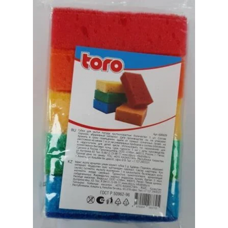 Губка кухонная крупнопористая Toro 600609 разноцветный 5 шт.