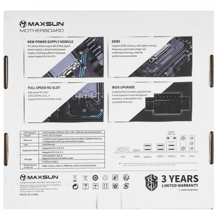 Материнская плата MAXSUN H610 666 WIFI6 D5 черный