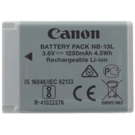 Аккумулятор для фотоаппарата Canon BATTERY PACK NB-13L (9839B001AA) черный
