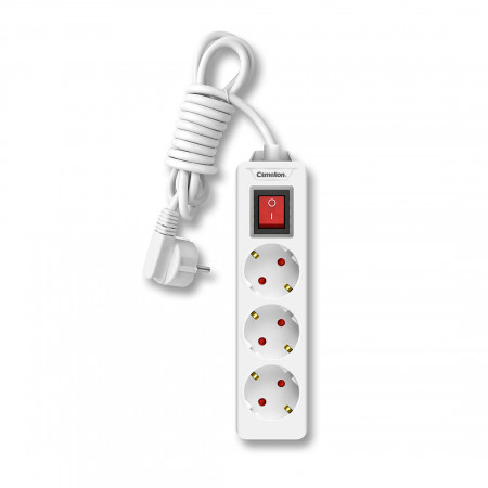 Удлинитель Camelion CMS-113-3M белый 3 м Удлинитель Camelion CMS-113-3M белый 3 м
