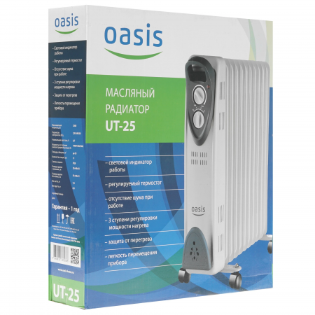 Масляный обогреватель Oasis UT-25 белый