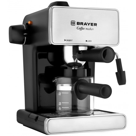 Кофеварка рожковая BRAYER BR1103 серебристый, черный