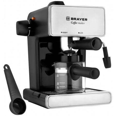 Кофеварка рожковая BRAYER BR1103 серебристый, черный