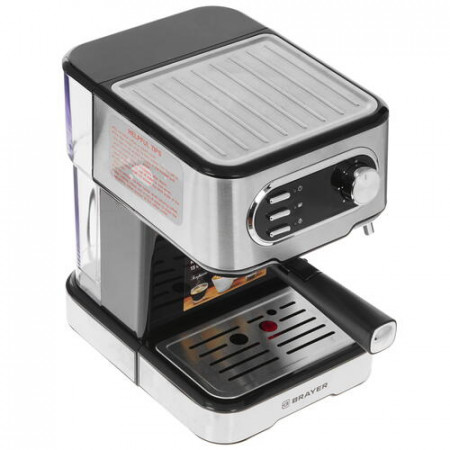 Кофеварка рожковая BRAYER BR1104 серебристый, черный Кофеварка рожковая BRAYER BR1104 серебристый, черный