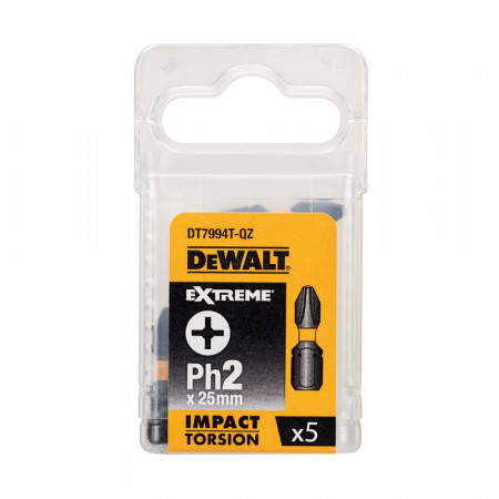 Бита DEWALT "EXTREME" IMPACT TORSION PH2 25мм 5шт. (DT7994T-QZ) черный Бита DEWALT "EXTREME" IMPACT TORSION PH2 25мм 5шт. (DT7994T-QZ) черный