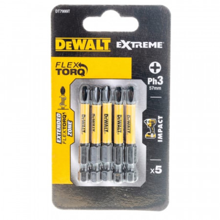 Бита DEWALT "EXTREME" IMPACT TORSION PH3 57мм 5шт. (DT7999T-QZ) черный Бита DEWALT "EXTREME" IMPACT TORSION PH3 57мм 5шт. (DT7999T-QZ) черный