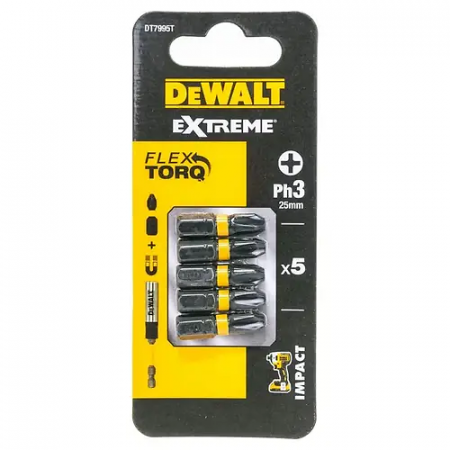 Бита DEWALT "EXTREME" IMPACT TORSION PH3 25мм 5шт. (DT7995T-QZ) черный Бита DEWALT "EXTREME" IMPACT TORSION PH3 25мм 5шт. (DT7995T-QZ) черный