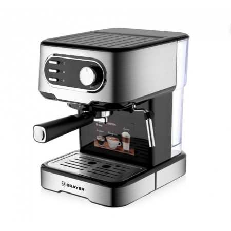 Кофеварка рожковая BRAYER 1104BR серебристый