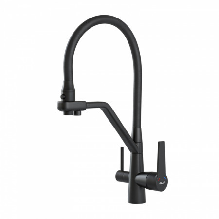 Смеситель для кухни с подключением фильтра Faop A4397-7 черный
