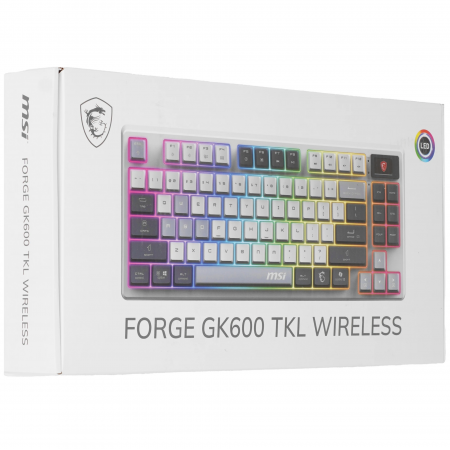 Клавиатура беспроводная + проводная MSI FORGE GK600 TKL Wireless Sky (FORGE GK600 TKL W SKY RU) белый