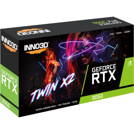 Видеокарта INNO3D GeForce RTX3050 TWIN X2 V2 (N30502-06D6-1880VA60) 6 Гб черный