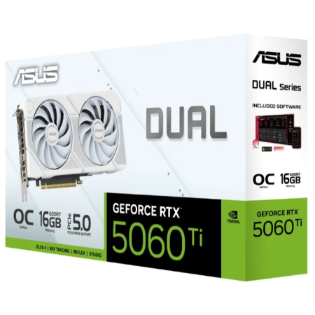 Видеокарта ASUS GeForce RTX 5060 Ti DUAL White OC Edition (DUAL-RTX5060TI-O16G-WHITE) 16 Гб белый