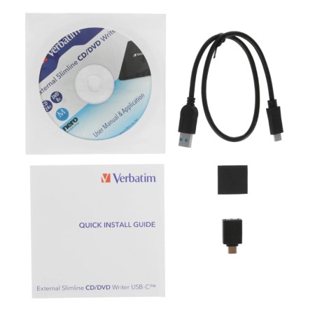 Внешний оптический привод Verbatim CD/DVD 43886 Slim USB-C черный