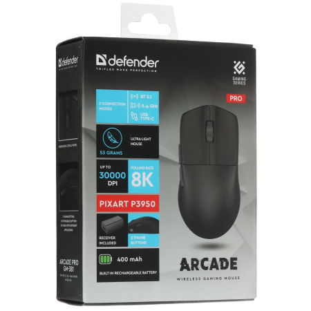 Мышь беспроводная + проводная Defender Arcade PRO GM-381 (52383) черный