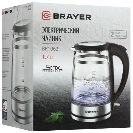Электрический чайник BRAYER BR1062 серебристый