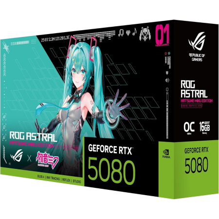 Видеокарта ASUS GeForce RTX 5080 ROG Astral OC HATSUNE MIKU EDITION (ROG-ASTRAL-RTX5080-O16G-MIKU-W) 16 Гб бирюзовый