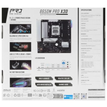 Материнская плата ASRock B650M PRO X3D черный