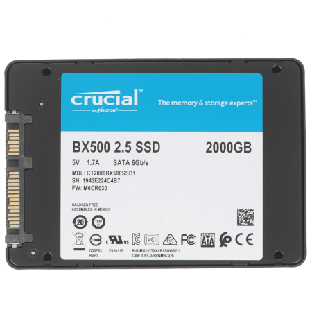 2000 ГБ SSD диск Crucial BX500 (CT2000BX500SSD1) черный
