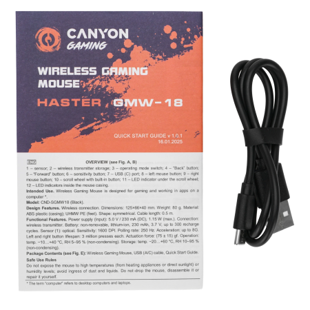 Мышь беспроводная Canyon Haster GMW-18 (CND-SGMW18) черный