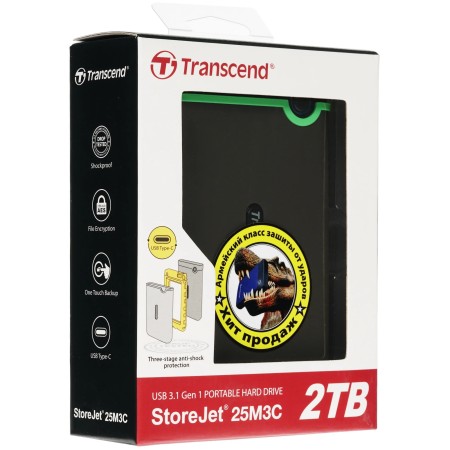 2 ТБ Внешний жесткий диск Transcend StoreJet 25M3C (TS2TSJ25M3C) черный
