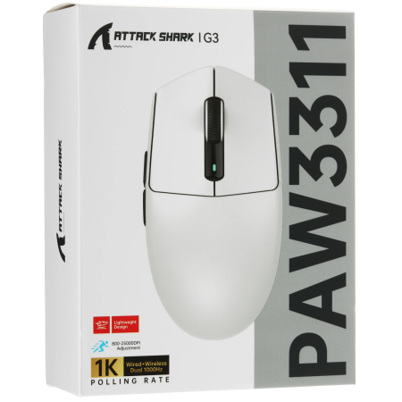 Мышь беспроводная + проводная Attack Shark G3 (G3 White) белый