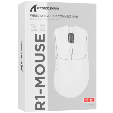 Мышь беспроводная + проводная Attack Shark R1 (R1 White) белый