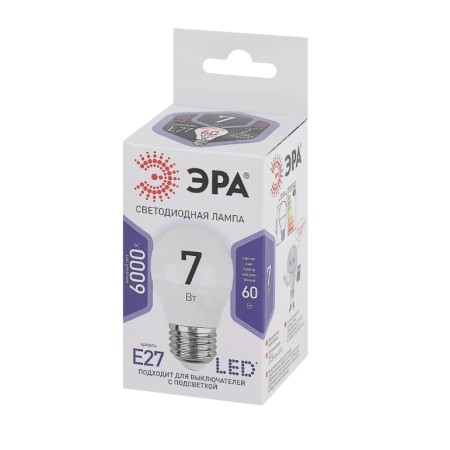 Лампочка ЭРА Standart led P45-7W-860-E27 белый