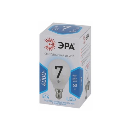Лампочка ЭРА Standart led P45-7w-840-E14 белый