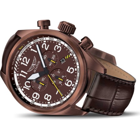 Чаcы наручные AVIATOR AIRACOBRA P45 CHRONO (V.2.25.8.172.4) коричневый