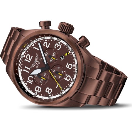 Чаcы наручные AVIATOR AIRACOBRA P45 CHRONO (V.2.25.8.172.5) коричневый
