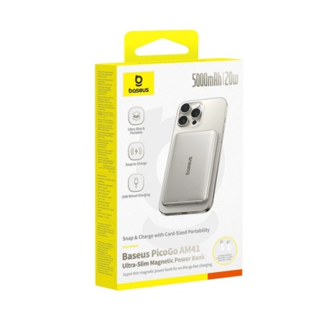 Портативный аккумулятор Baseus PicoGo AM41 Ultra-Slim (P1007680C853-00) серебристый