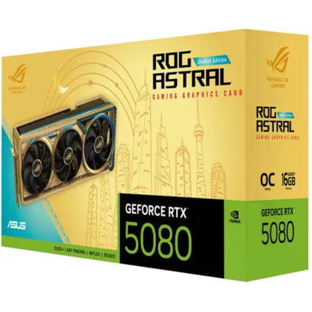 Видеокарта Asus GeForce RTX 5080 ROG Astral Dhahab CORE OC Edition (ROG-ASTRAL-RTX5080-O16G-DHAHAB-CORE) 16 Гб желтый