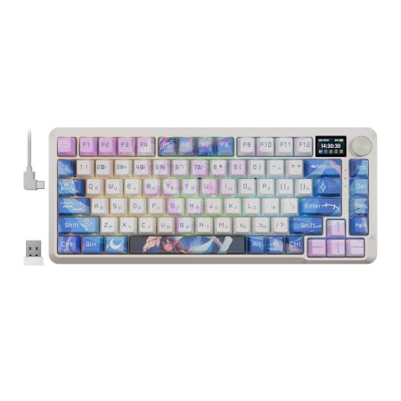 Клавиатура беспроводная + проводная Redragon Flekact Pro (72616) белый/фиолетовый