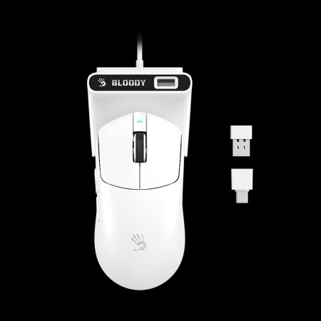 Мышь беспроводная + проводная A4Tech Bloody R77 Ultra Dock (R77 Ultra Dock White) белый