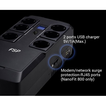 ИБП FSP NanoFit 800 (PPF4801705) черный (С АККУМУЛЯТОРОМ)