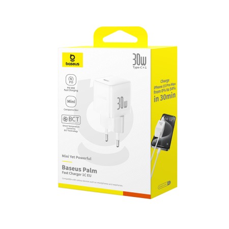 Сетевое зарядное устройство Baseus Palm 1C 30W (P10111605213-01) белый