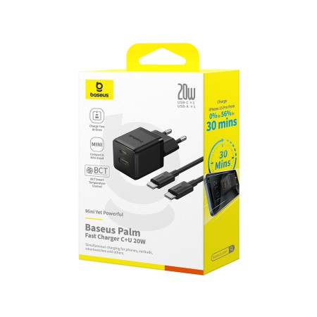 Сетевое зарядное устройство Baseus Palm C+U 20W (P10111608113-01) черный