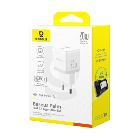 Сетевое зарядное устройство Baseus Palm C+U 20W (P10111608213-00) белый
