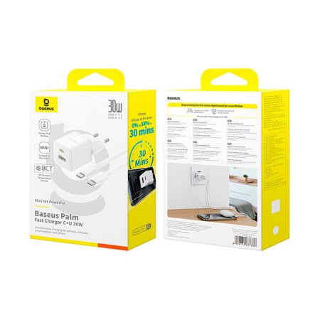 Сетевое зарядное устройство Baseus Palm C+U 30W (P1011160A213-01) белый