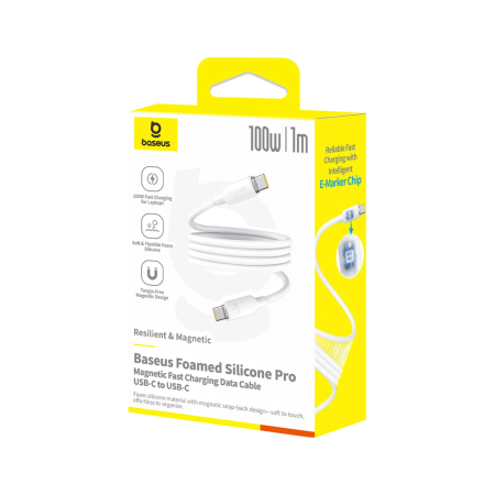 Интерфейсный кабель Baseus Foamed Silicone Pro Magnetic (E0426D01) белый