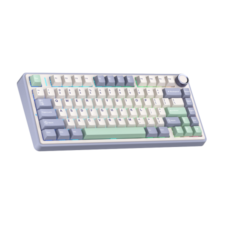 Клавиатура беспроводная + проводная Aula F75 (F75 G/W3 PLB) фиолетовый/бежевый/зеленый