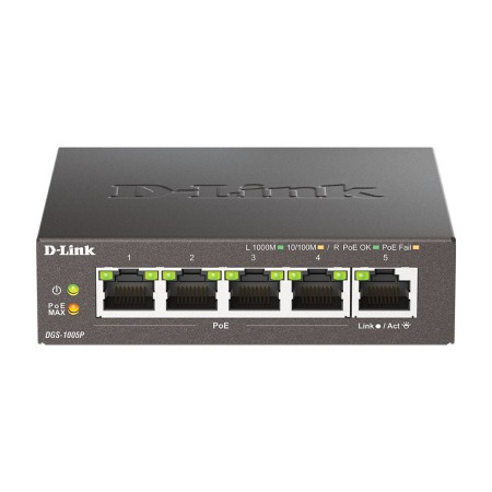 Коммутатор D-Link DGS-1005P (DGS-1005P/B3A) черный