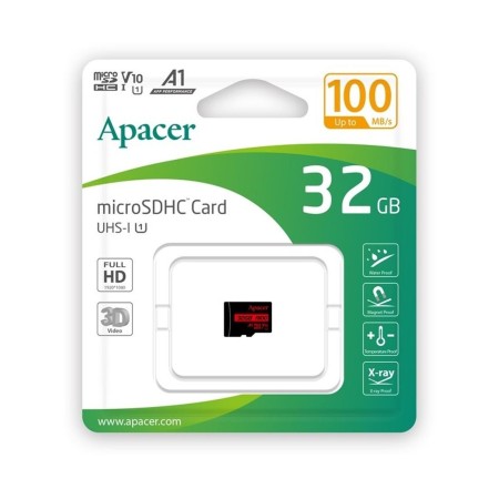 32 ГБ Карта памяти Apacer R100 microSDHC (AP32GMCSH10UB-RA) черный + адаптер